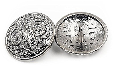 10PCS Kleidung Knopf - Retro Hollow Sewing Button Shank Runde Geformte Metall Button Set für Männer Frauen Blazer, Mantel, Uniform, Hemd, Anzug und Jacke (Silber, 25mm)