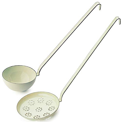 Riess Classic Backschaufel Plus Schöpflöffel Kelle Set Emaille-Kochgeschirr zum Hängen (gelb)