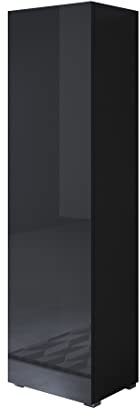 MB Muebles Bonitos, Armoire avec Pieds 2 cm Luke V4 pour Salon ou Salle à Manger Moderne, Meuble Modulaire en Mélamine Brillante, Couleur Noir, 40x167x29 cm