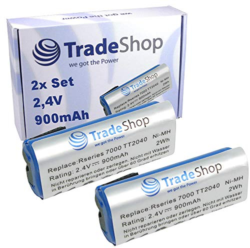Trade-Shop Lot de 2 batteries de rechange 900 mAh/2,4 V pour Philips Bodygroom Series 3000 5000 7000 TT2040/32 TT2030 TT2029 TT2036 TT2040 BG2040/34 BG2040/34 BG2040 24/32. BG2026/32 BG2036/32 R36#92