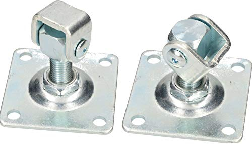 KOTARBAU Lot de 2 charnières de portail M20 - 100 x 100 mm - Galvanisé - Réglable - Avec trous de vis - Plaque de fixation - Résistant à la rouille et aux intempéries