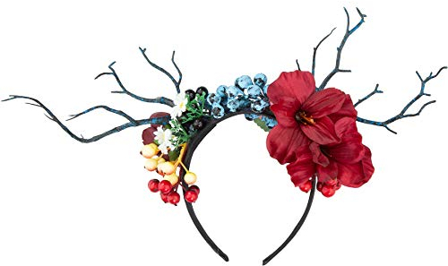 dressforfun 302795 Blumen Haarreif Blumenkranz, REH Geweih, für Dirndl und Trachten Partyy, bunt