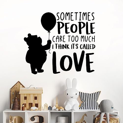 Wandtattoo mit Zitat Sometimes People Care Too Much... - Love Winnie Puuh Buch, XXL, Schwarz