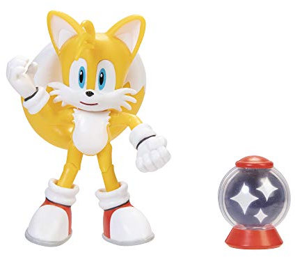 Sonic The Hedgehog 10,2 cm Modern Tails Actionfigur mit Invincible Item Box Zubehör