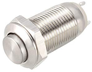 sourcing map Verriegelnder Metall Drucktastenschalter 10mm Montagedurchmesser 1NO 250V 5A