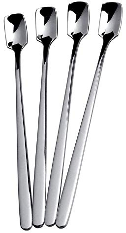 Cucchiaini da tè, 4 pezzi cucchiaini da caffè in acciaio inox, cucchiaini quadrati da dessert con manico lungo per cioccolata calda, tè, latte, dessert, caffè e caffè espresso.