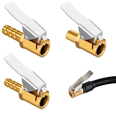 HONGECB 3 Stück Messing Reifen Air Chucks, Ventil-Anschluss, Reifenventil-Luftpumpenclip, Autoventil Hebelstecker, Auto-Luftpumpen-Gewindedüse, für Auto, LKW, Reifenfüller usw., 3 Modelle