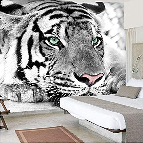 XLMING Papier peint tigre noir et blanc animaux peintures murales chambre salon canapé Tv fond Papier Peint 3D Salle de séjour Chambre à coucher Salle de séjour Mural murale enfant-150cm×105cm