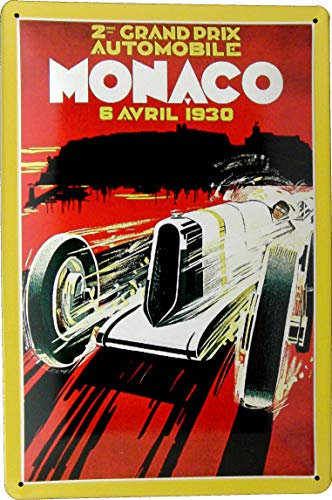 Blechschild 20x30 Monaco Grand Prix 1930 Côte d’Azur im Retro Nostalgie Vintage Werbe Plakat Design Auto Rennen Motorsport Formel Rennsport
