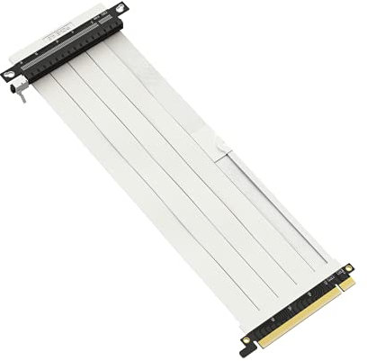 LINKUP - Ultra PCIe 4.0 X16 Riser Cable [RTX4090 RX6950XT x570 B550 Z690 Tested] Shielded Extreme High-Speed Vertical Mount Gaming PCI Express Gen4 | Reverse GPU Socket {27cm} Designed for ITX | White