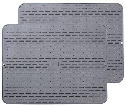 To encounter Silicone Dish Drying Mat - Extral Large 20 x 16 - Set of 2 Flexible Rubber Drying Mat, Heat Resistant Silicone Trivet, Counter Top Mat, Dish Draining Mat, Sink Mat