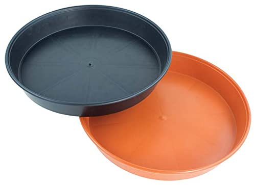 Easy Shopping Plant Saucer Small Large Plastic Plant Pot Saucers Trays Indoor Outdoor Water Tray Base Black/Terracotta (Black, 45CM)