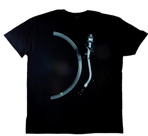 Yohji's Tees Turntable Tone Arm and Platter DJ T-Shirt Men's Black S-XXL (Large)