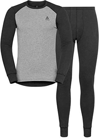 Odlo Herren Funktionsunterwäsche Set Active Warm Special Set, Dark Grey Melange - Grey Melange, M
