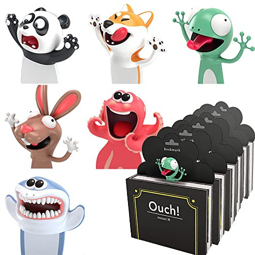 6er SPARSET - 6 Stück KXT Witzige 3D Cartoon Tier-Lesezeichen für Kinder+Erwachsene (Best-Seller-6er Pack1)