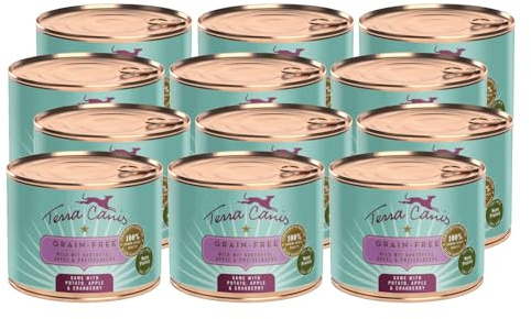 Terra Canis Wild mit Kartoffel, Getreidefrei Nassfutter für Hunde, 12x200g | 100% Lebensmittelqualität aller Rohstoffe, mit frischem Fleisch, reich an Nährstoffen, getreide- und glutenfrei
