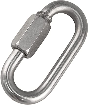 90mm Legierter Stahl, Quick Links Oval D Form (2er Pack), Sicherheitskettenhaken Karabinerhaken Clip für Seile, Rucksäcke, Schlüsselanhänger, Hängematte, Wandern, Camping DIN56927 (9cm)