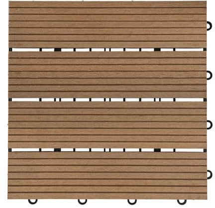 Home Deluxe - WPC Klickfliese BAVARO - Teak - 9 m² - 11 Fliesen á 30 x 30 cm I Klickfliese Terrassenfliese Balkonfliese