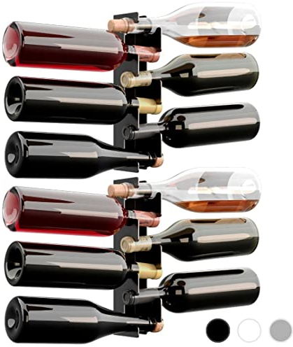 LUFLIPS - Porte-Bouteilles pour vin Mural en métal, Design Original et élégant, Support pour vin empilable (2, Black)