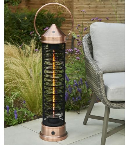 Kalos Copper Lantern Patio Heater (watts, 2000) - Single Rose Gold Tube Outdoor Electric Heater