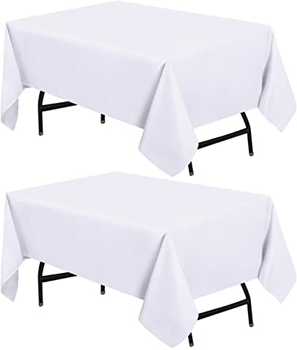 Utopia Kitchen Polyester Tischdecke 132 x 180 cm (2er-Pack, Weiß) Maschinenwaschbare Tischdecke Ideal für Partys, Veranstaltungen, Hochzeiten und Restaurants (52 x 71 Zoll)