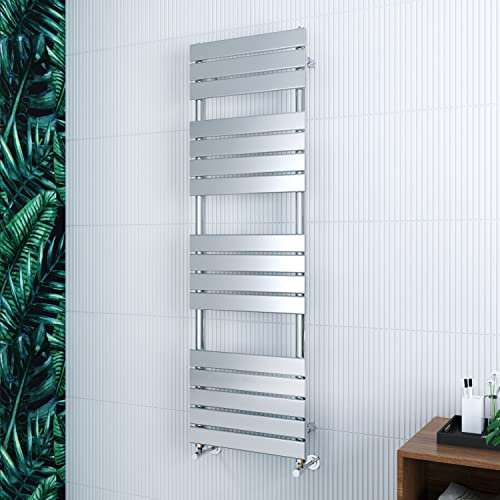 ELEGANT Chrome Flat Panel Towel Rail Radiator 1600 x 500mm Modern Designer Heated Towel Rail Central Heating Rad for Bathroom
