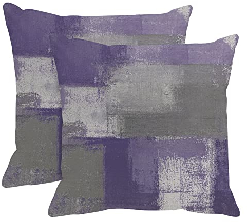 Britimes Kissenbezüge, moderne Wohnkultur, 45,7 x 45,7 cm, 2er-Set, abstrakte Ölgemälde-Kissenbezüge für Schlafzimmer, Wohnzimmer, Kissen, Couch, Sofa, Lila Grau
