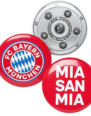 FC Bayern München Button 3er Set - Logo + Meisterschale + Mia San Mia - Anstecker Pin FCB