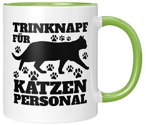 TassenTicker - Trinknapf für Katzenpersonal - Geschenk - Katzenmama - Katzenpapa - Katzenliebhaber - Tasse mit Spruch - Katzen - Geschenkidee (Grün)