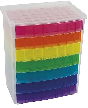 TimeTEX - Schubladen-Box Regenbogen | Schubladen-Box in 7 Farben, ideal für die Organisation und als Hingucker auf dem Schreibtisch. Aus 100% recycelbarem Polypropylen | Inhalt: 7 Schubladen