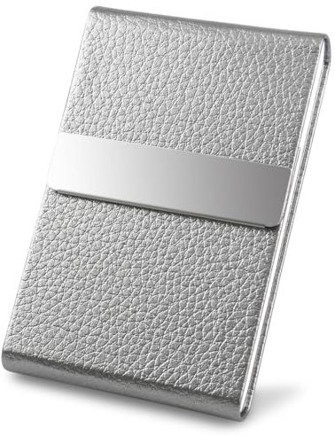 Porte-cartes de visite au design ultra fin en cuir synthétique de qualité supérieure, porte-cartes en métal pour femme/homme, fermeture magnétique pour cartes d'accès rapide