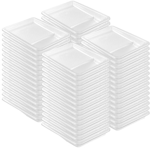 Geelin Paint Tray Liner, 150 Pcs Modern White Plastic Disposable Paint Tray, 9 Inch Paint Roller Tray, Textured for Painting Walls, Compatible with Most 9 Inch Paint Rollers
