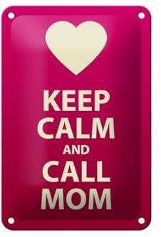 mrdeco Metall Schild 12x18cm gewölbt Keep calm and call Mom Geschenk Schild