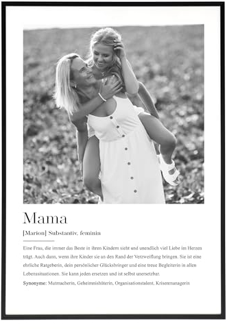 HEI Print Mama Geschenk zum Geburtstag - Geburtstagsgeschenk für Mutter mit Bild, Muttertagsgeschenk, personalisiertes Poster mit Definition, ohne Rahmen (Art Deco) (Mama)