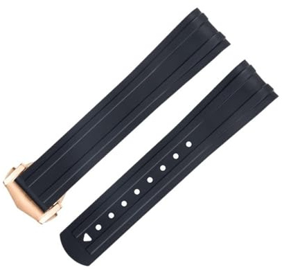 SOMKB Für Omega Strap 20mm FKM Fluorous Rubber Curved End Für Seamaster 300 Tauchen Edelstahl Faltschnalle Ersatz Uhrenarmbänder, 20 mm, Achat