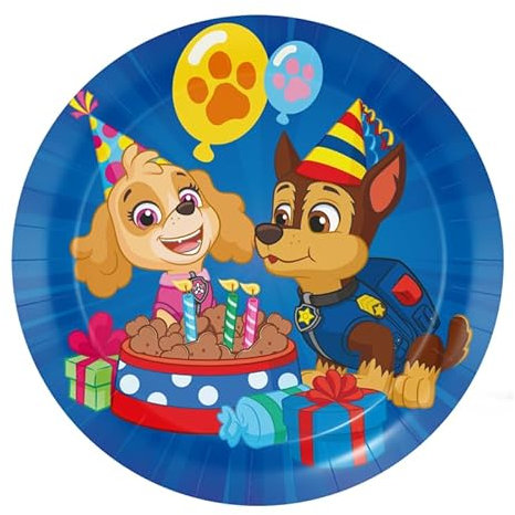 BeenSmile, 8 Platos Platos Patrulla Canina Cumpleaños 18 CM, Platos Desechables para Fiesta de Cumpleaños Infantil, Artículos de Decoración para Fiestas Temáticas