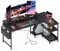 ODK Escritorio Gaming en L, 147x80cm Escritorio Esquinero Reversible con Puerto de Carga USB y Toma de Corriente, Mesa en L con Estante&Soporte de Monitor para Hogar, Oficina, Gaming, Negro