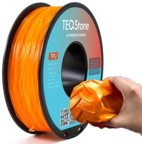 TEQStone TPU Filament 1.75mm Neu Orange 1Kg Spule 95A Flexibel Weiches 3D Drucker Filament Maßgenauigkeit +/-0.03mm Vakuumverpackung