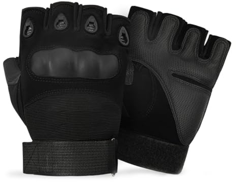 NHPY 1 Paar Security Handschuhe, Taktische Handschuhe Militärische Mit Hartem Knöchelschutz Und 2-Finger Touchscreen, Tactical Gloves, Geeignet Für Dschungelerkundung,Trekking, Motorrad(Schwarz)