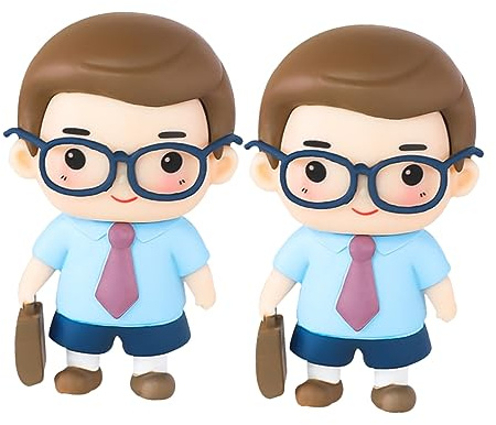 Dad Cupcake Toppers 2Pcs Polymer Clay Cake Decoration | Father's Day, Father's Birthday, Desktop Ornament, Light Weight, Non-Edible Party Accent
