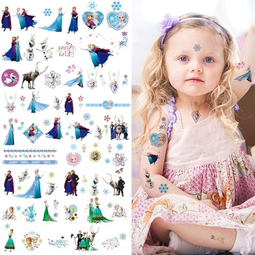 Frozen Tattoo Kinder,Frozen Temporäre Tattoos,Temporary Tattoo Stickers Set,Wasserdichte Kindertattoos Sticker für Kindergeburtstag Party Deko