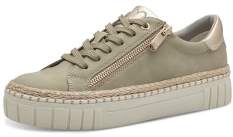 MARCO TOZZI Damen Plateau Sneaker mit Reißverschluss Bequem, Grün (Moss Comb), 40 EU