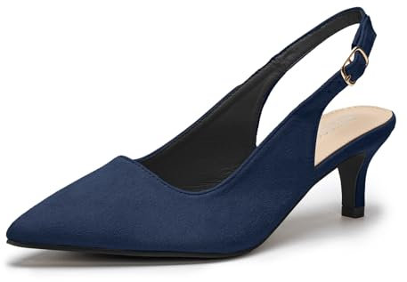 Damen Pumps Slingback Slingpumps Sandalen Spitzenschuhe mit Kitten Heel BlauSuede 43