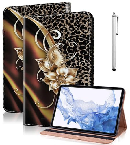 GLANDOTU Funda para iPad Mini 5, 4, 3, 2 y 7,9 pulgadas, piel sintética, con soporte para lápiz y soporte para iPad Mini 1/2/3/4/5, diseño de flores metálicas