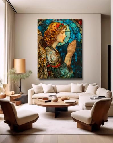 Handgemalte Wandbilder Engel Glasmalerei,E,40 * 60cm Leinwand Bilder Schlafzimmer Bilder Gemälde Kunst Druck Malerei canvas