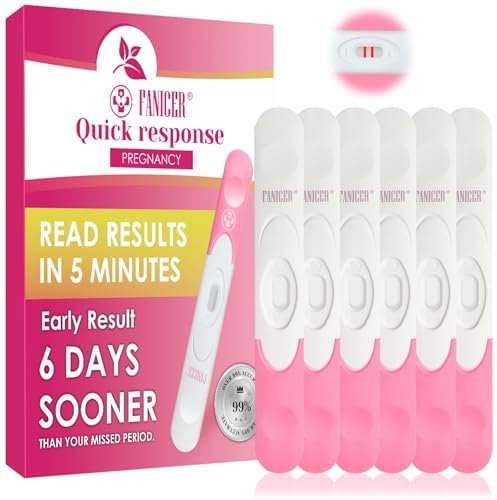 6 Pcs Test de Grossesse, HCG Test, Emballés individuellement Pregnancy Test, Sensibilité HCG, Fiable Et Rapide, Détection Rapide en 3 à 5 Minutes, Rose
