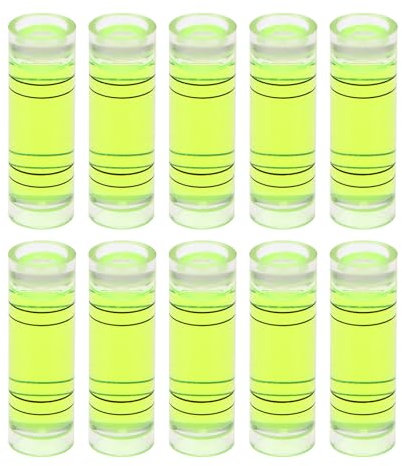 sourcing map 10pcs Small Cylindrical Bubble Level Vials 9.5x30mm PMMA Mini Horizontal Bubble Spirit Level Measuring Layout Tools for RV TV Picture Frame Hanging Tool Leveler