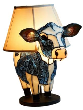 Milageto USB Schreibtisch Licht Tier Tisch Lampe Dekor Kuh Nachttisch Lampe Umgebungs Licht für Esstisch Wohnzimmer Flur Nachttisch, S