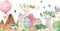 A.S. Création Fototapete Colourful Village 3,75 m x 2,50 m - WALLLOVE Kinderzimmertapete Buntes Dorf inkl. Kleister - DD129591