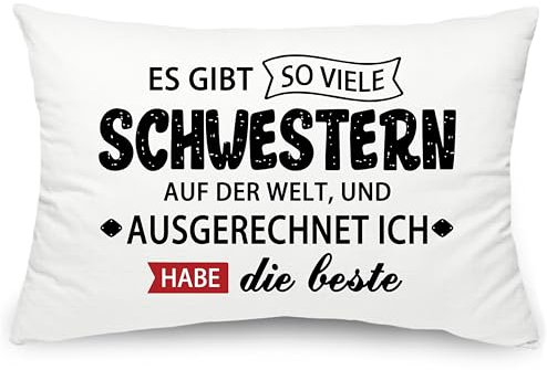 Yufansd Schwester Geschenk Schwestern Dekokissenbezug mit Spruch Es gibt so viele Schwestern auf der Welt, und ausgerechnet ich Habe den besten, Kissenhülle Superweicher 50 x 75 cm (Schwestern-3)